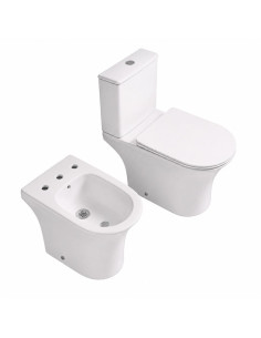 Combo Inodoro Largo Mochila y Bidet Triple Agujero Orion